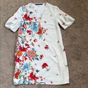 Zara White Floral Mini Dress